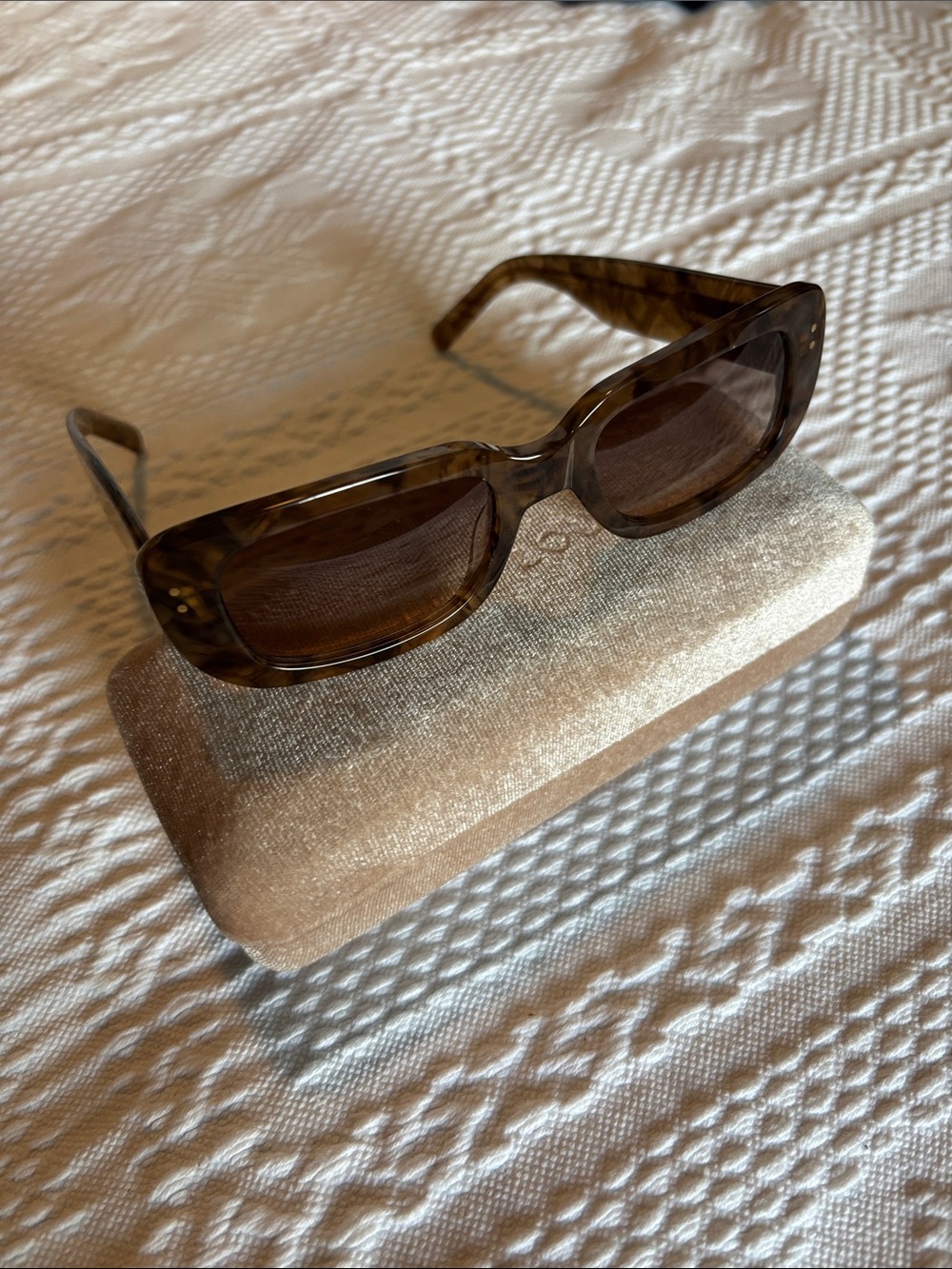 Brown Rectangular Women's Sunglasses